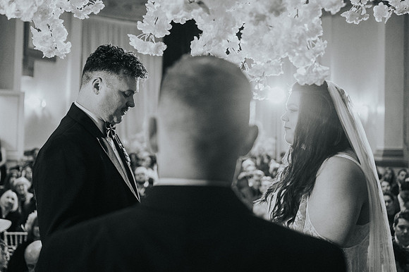 Emotional wedding kiss
