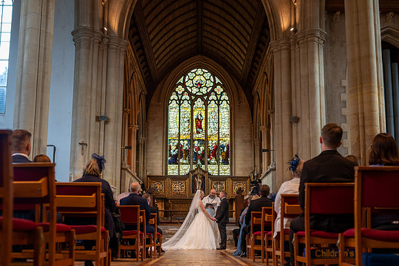 Bride and groom exchanging vows