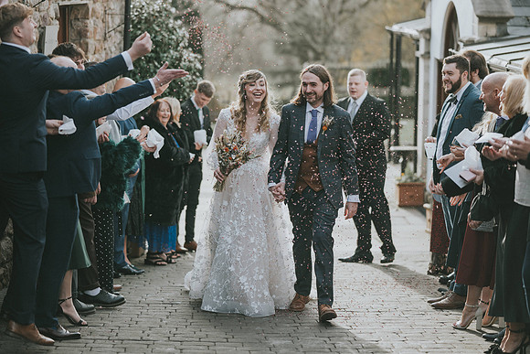 Lively wedding party entrance at King Arthur Hotel