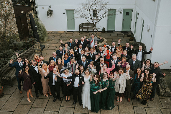 Panoramic view of the wedding reception hall