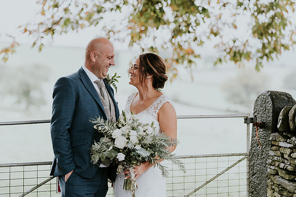 bride and Groom at llechwen hall